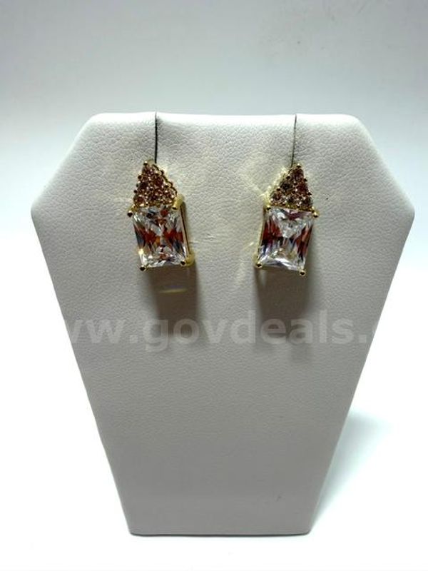 Beautiful, Large, CZ Solitaire Bridal Earrings W/Accents, Real 24k Gold Filled