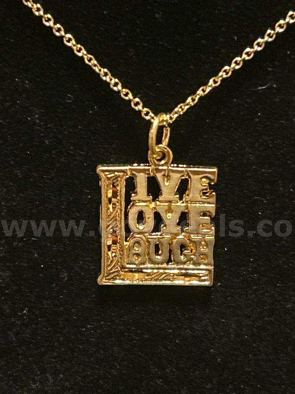 22”Chain Necklace With “Live, Love, Laugh” Pendant. 24K Real Gold Filled
