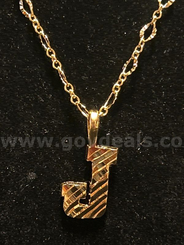 18” Necklace W/Initial “J” Pendant. 24K Real Gold Filled.
