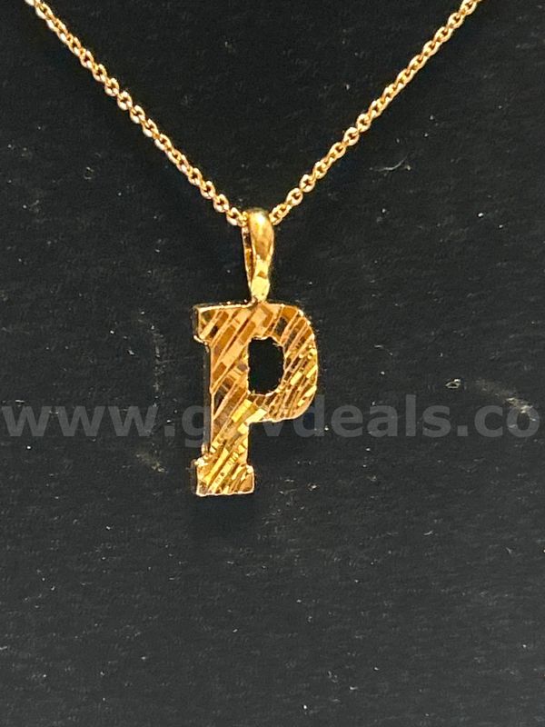 24k Gold, 24” Dainty Chain Necklace With Diamond Cut Initial “P” Pendant. Read⬇️