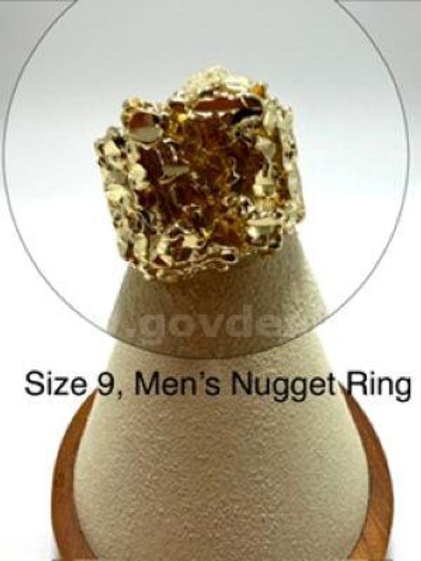Beautiful, Men's, Size 9, Real 24k Gold Plated, Nugget Ring