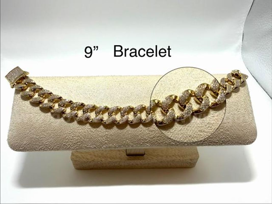 Gorgeous, 9 Inch, CZ Bling Bling, Cuban Link Bracelet, Real 24k Gold Filled