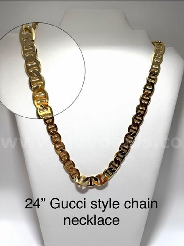 Gorgeous, 24 Inch, Heavy Gucci Style, Real 24k Gold Filled, Chain Necklace