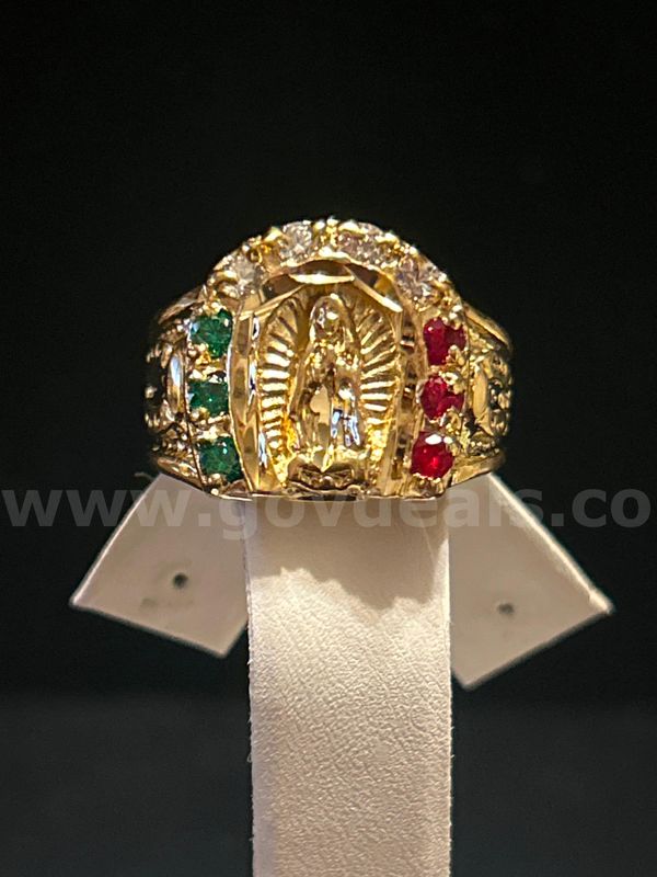 Size 11, Men’s, Lady Guadalupe CZ Ring, 24K Real Gold Plated