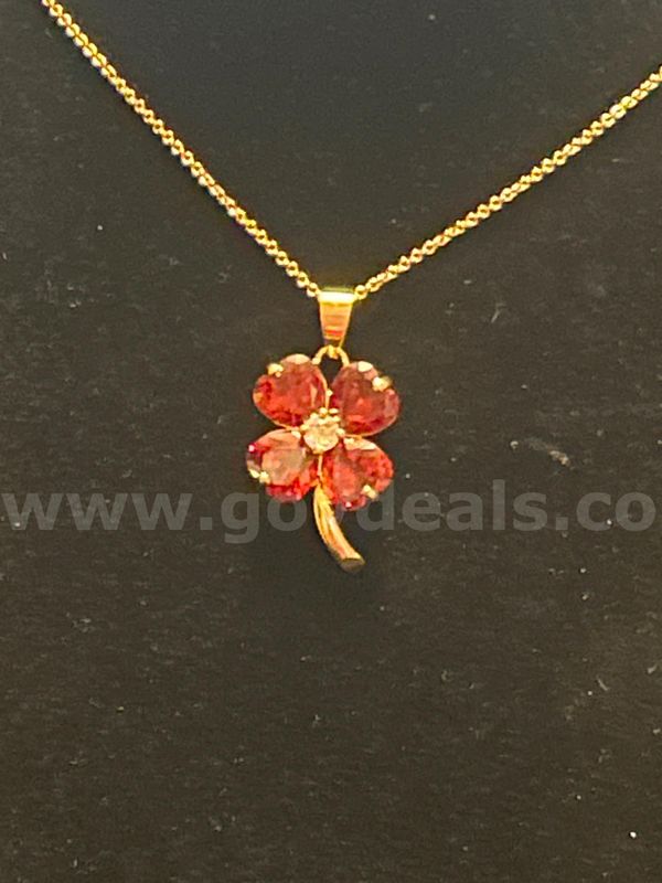Beautiful, 22 “ Dainty Chain Necklace W/ Jan Birthstone CZ Flower Pendant, 24k Real Gold Filled