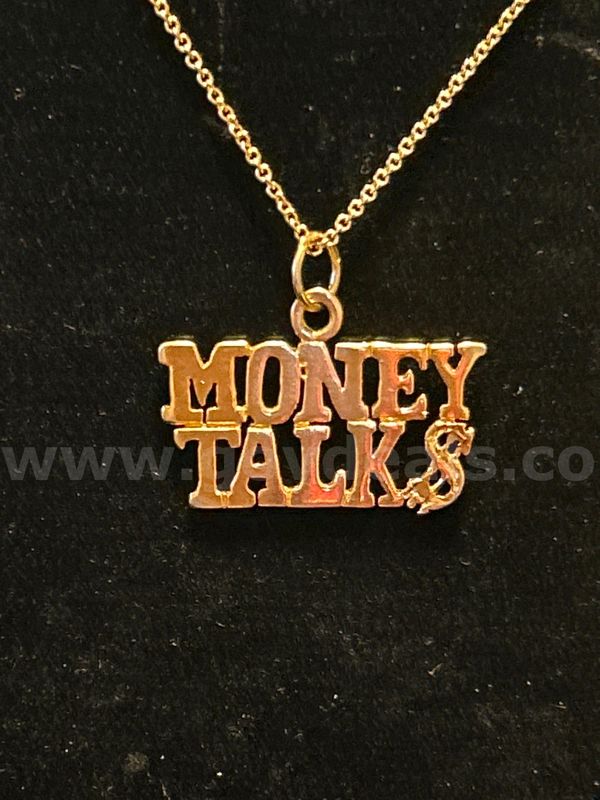 22 Inch, Ring Chain Necklace W/ “MONEY TALK$” Pendant. 24k Real Gold Plated!