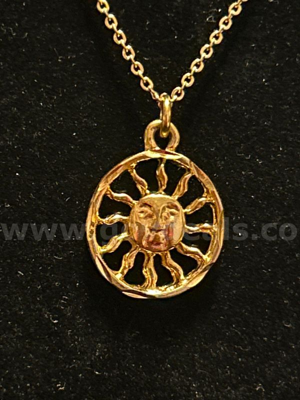 16”-18” Dainty Chain Necklace With Sun Pendant. 24K Real Gold Filled