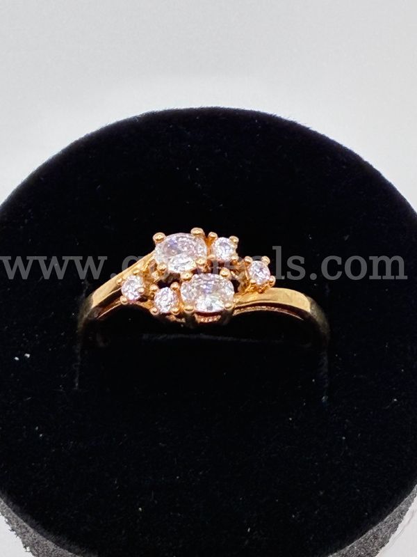 Size 5.5, Ladies, CZ, BS Diamond Ring. 24k Real Gold Plated