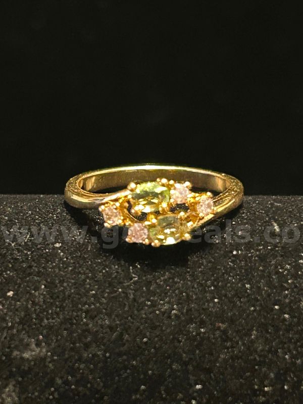 Size 8, Ladies, CZ, August Birthstone Ring. 24k Real Gold Filled