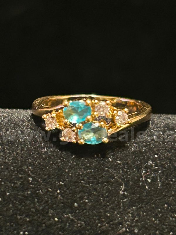 Size 7.5 Ladies, CZ, Dec Birthstone Ring. 24k Gold Filled.
