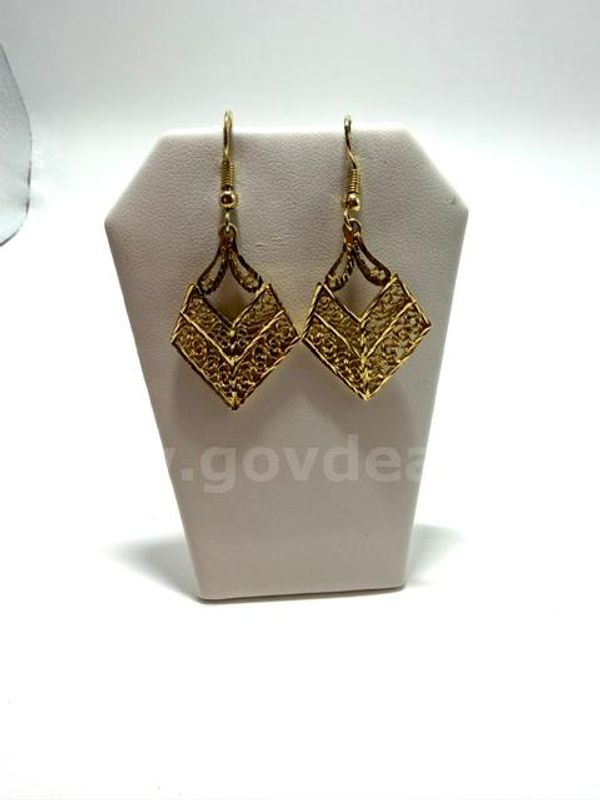 Beautiful, Hanging, Filigree Egyptian Style Earrings, 24k Real Gold Filled