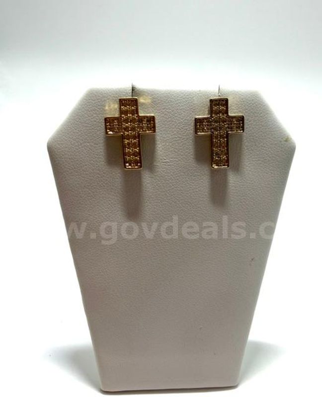 Beautiful, CZ Bling Cross Earrings, 24k Real Gold Filled