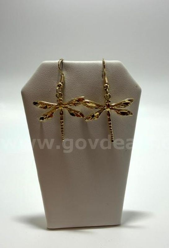 Beautiful, Dragonfly Hanging Earrings, 24k Real Gold Filled