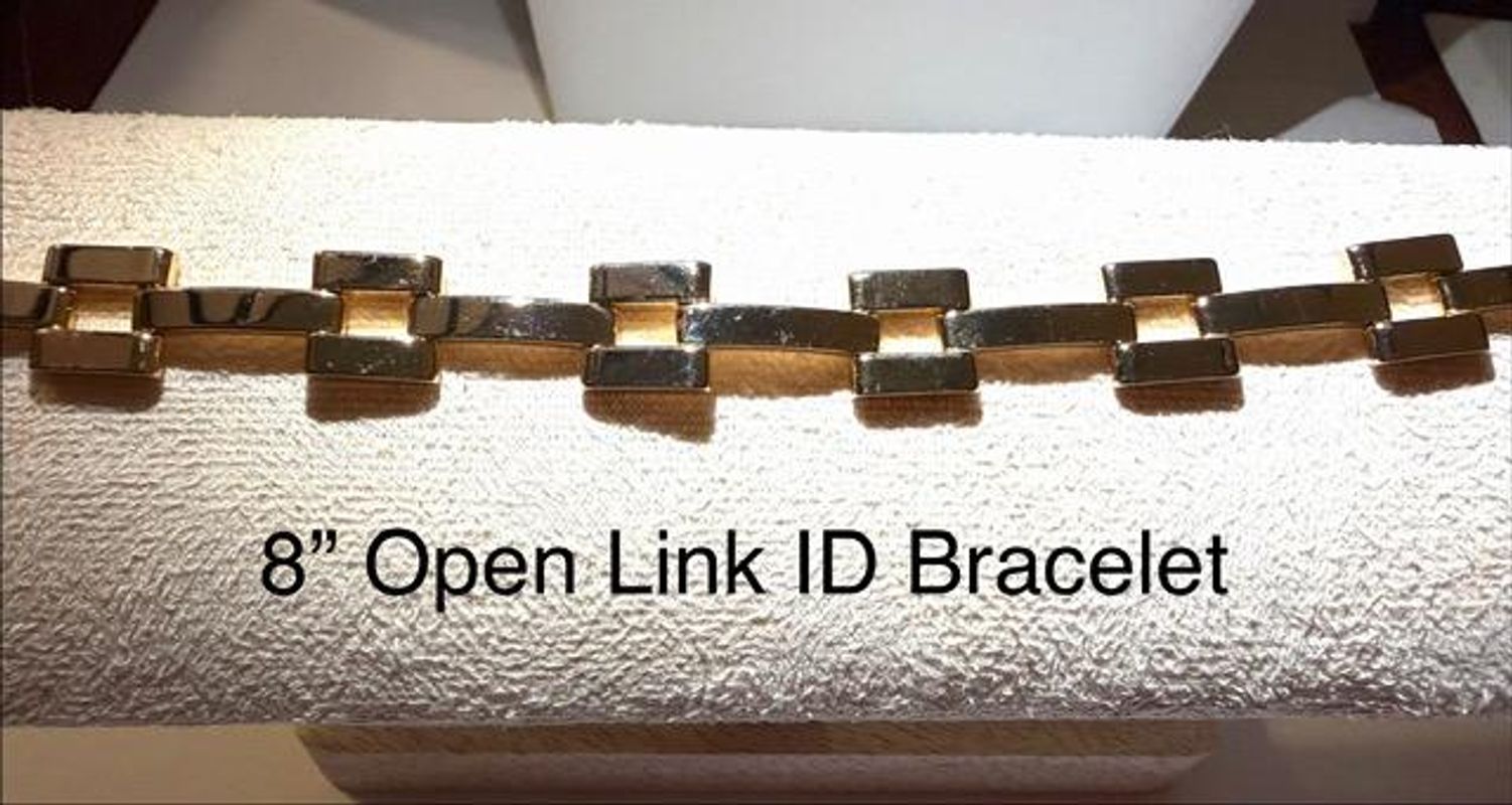 Gorgeous, 8 Inch, Open Link ID Bracelet, 24k Real Gold Filled