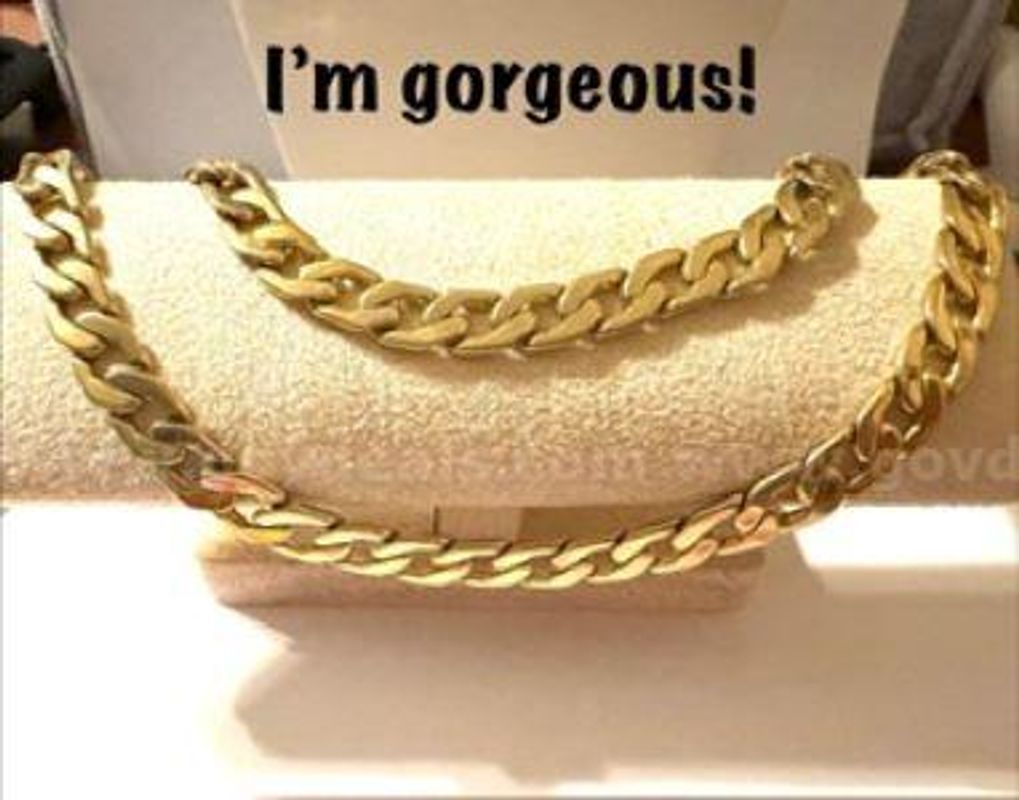 Gorgeous, Heavy, 22 Inch, Italian Figaro Chain Necklace, 24k Real Gold Filled