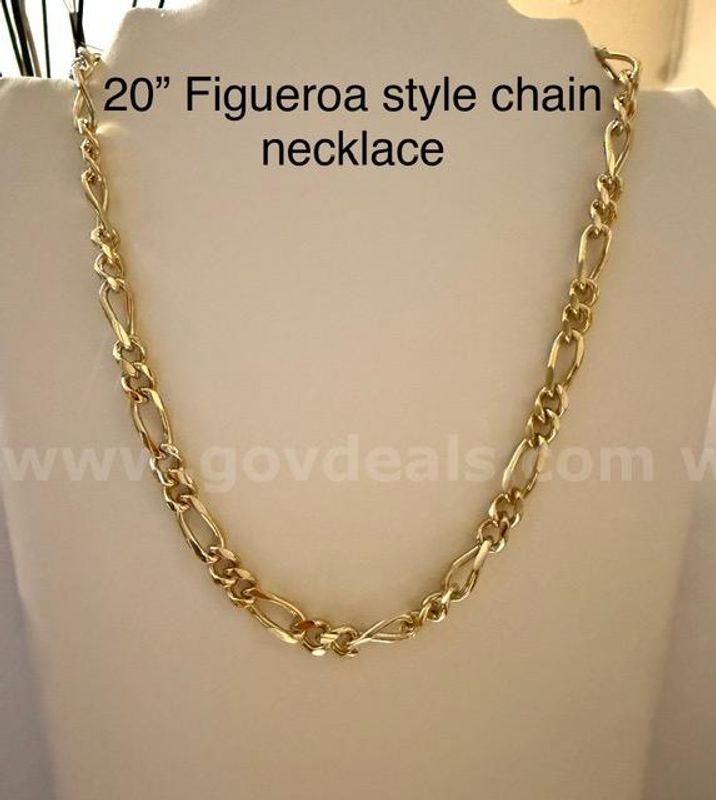 Gorgeous, 20 Inch, Italian Figaro Chain Necklace, 24k Real Gold Filled