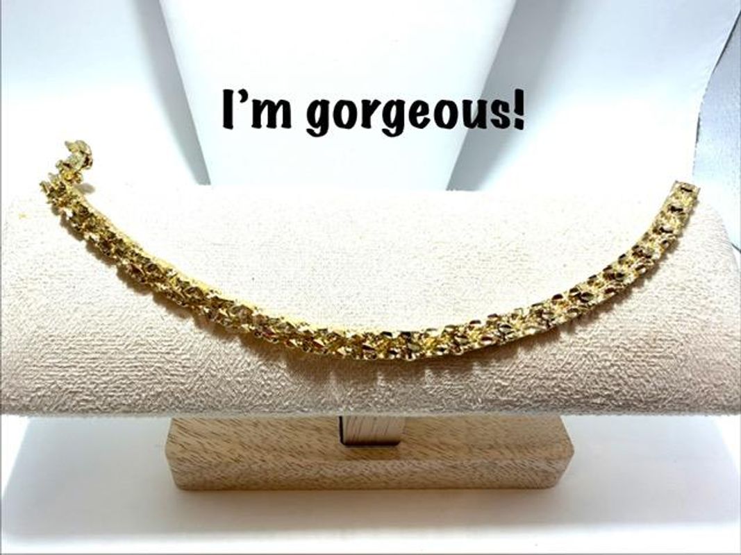 Beautiful, 8 Inch, Nugget Bracelet, 24k Real Gold Filled