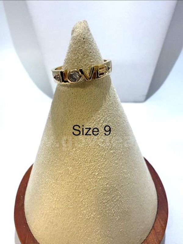 Beautiful, Size 9, Ladies, 24k Real Gold Filled, CZ, Love Ring