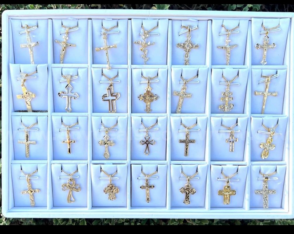 28 SETS!! Cross & Necklace Set W/Box, 24K Real Gold Plated, FREE SHIPPING W/ BUY IT NOW!!
