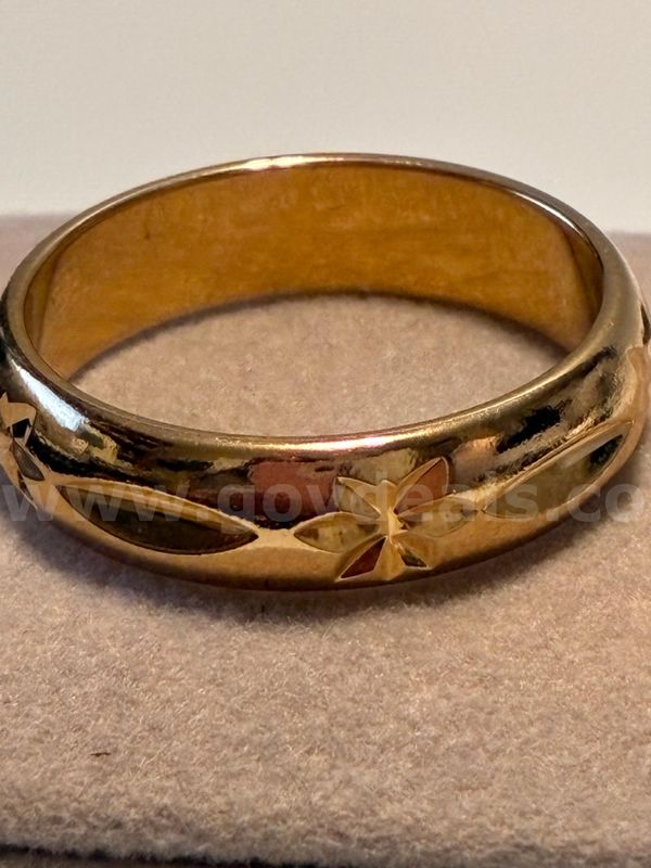 Size 9 3/4, Diamond Cut Wedding Band , 24k Real Gold Filled