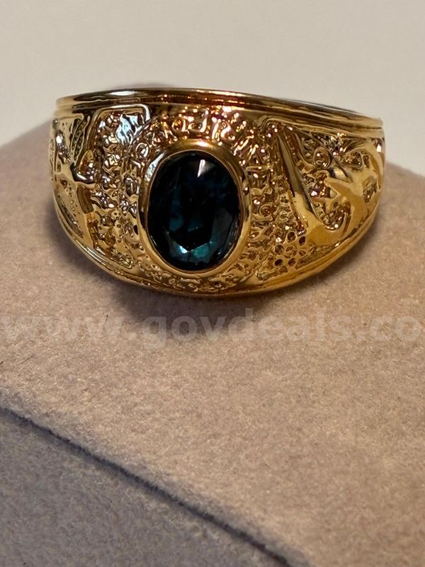 Size 11.5 Mens Sapphire CZ , Diamond Cut Ring