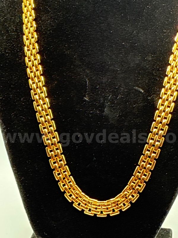 Beautiful! 20” Medium Panther Link Necklace 24K Real Gold Filled.