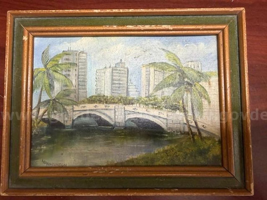 Unauthenticated, LE Anderson, Palm Trees, Painting, Vintage