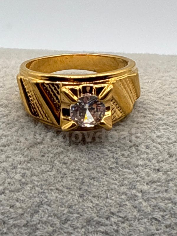 Size 7.5, 2Ct CZ Accent Ring, 24K Gold Filled
