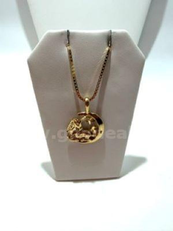 Unique, 18 Inch Box Chain Necklace, W/Unicorn Moon Pendant, Real 24k Gold Filled