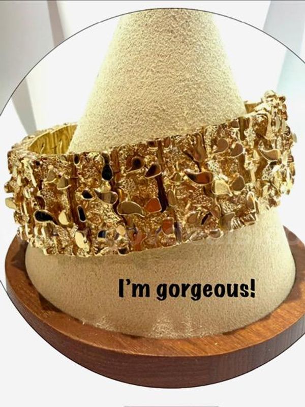 Gorgeous, 8”, 1 Inch Thick, Real 24k Gold Filled, Nugget Bracelet