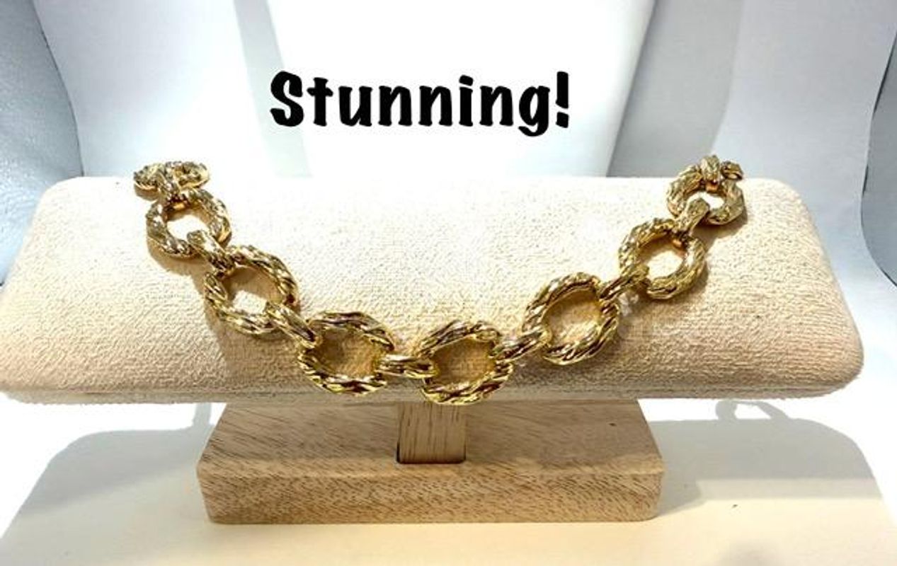 Absolutely Gorgeous! Heavy, 8 Inch, Real 24k Gold Filled, Men's, Diamond Cut Open Link Bracelet