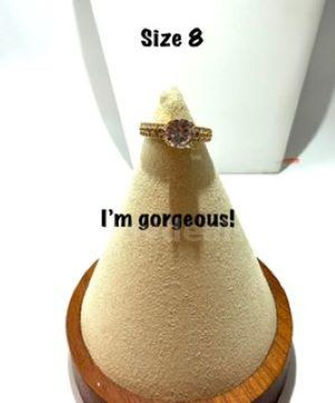 Ladies, Size 8, Gorgeous, Real 24k Gold Filled, CZ Bridal Ring