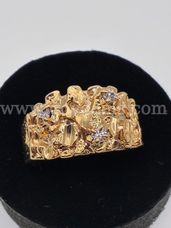 Size 10.5, CZ Nugget Ring, 24K Gold Filled