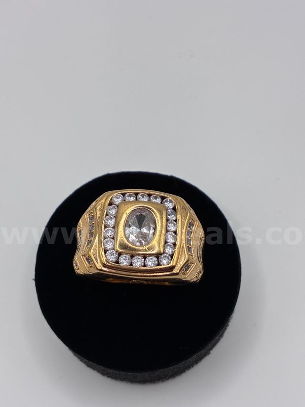 Size 10, Large CZ Men’s Ring 24K Gold Filled