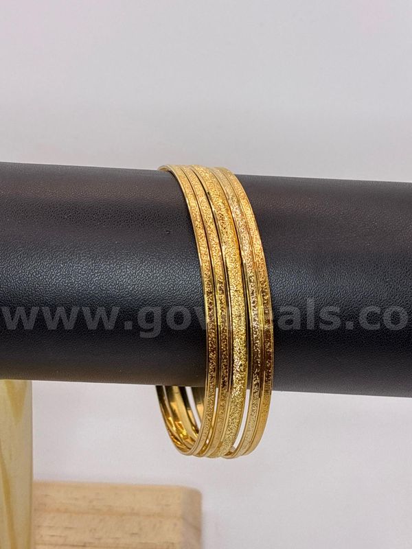(5) 2 3/4 Diameter, Textured Finished Bangles, 24K Gold Filled.