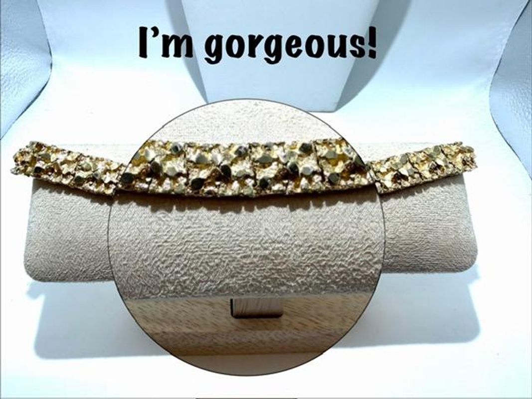 Gorgeous, Real 24k Gold Filled, 8 Inch, Nugget Bracelet,1/2" Thick