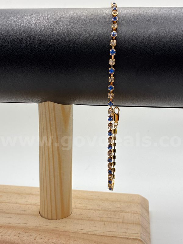 10” Sapphire CZ Anklet 24K Gold Filled.