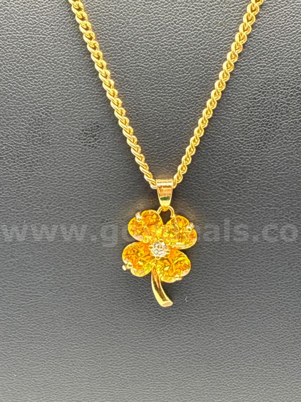 Beautiful, 18 Inch, Small Chain Necklace W/ November Birthstone Flower. 24K Gold Filled.