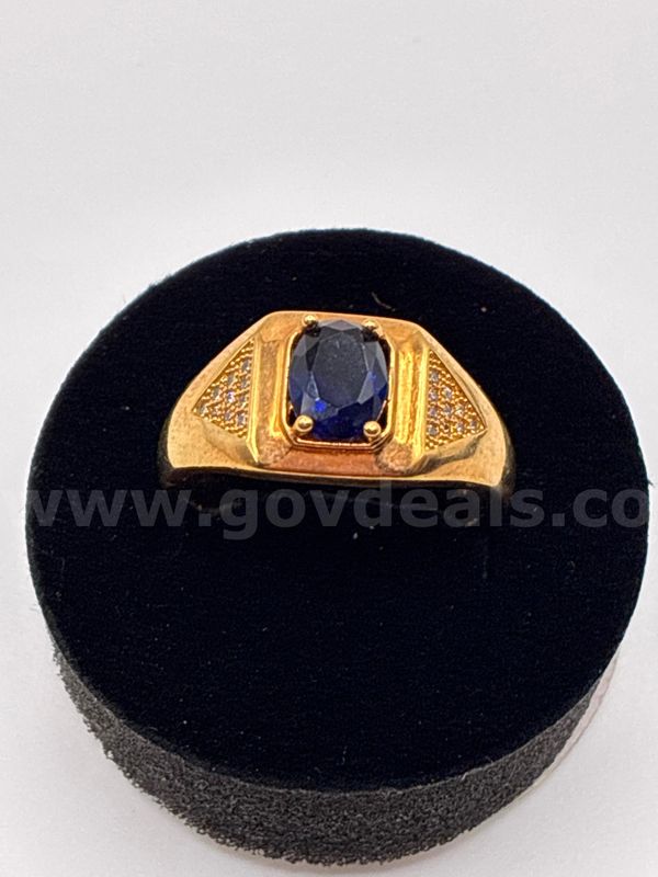 Stunning, Men’s Sapphire CZ Ring, Size 10, 24k Real Gold Filled.