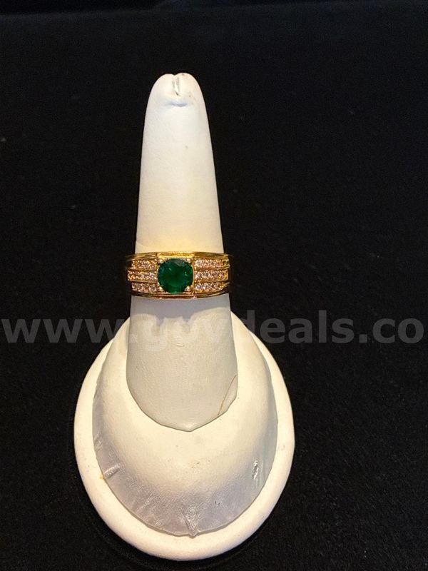 Gorgeous, Size 9.5, Men’s Emerald CZ Ring, 24K Real Gold Filled
