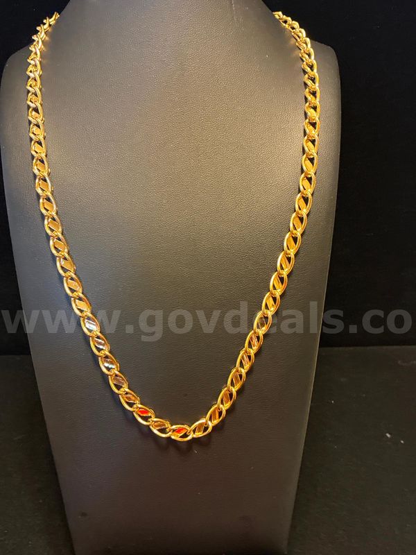 Gorgeous, 22”, Open Marquise Link Chain. 24K Real Gold Plated.