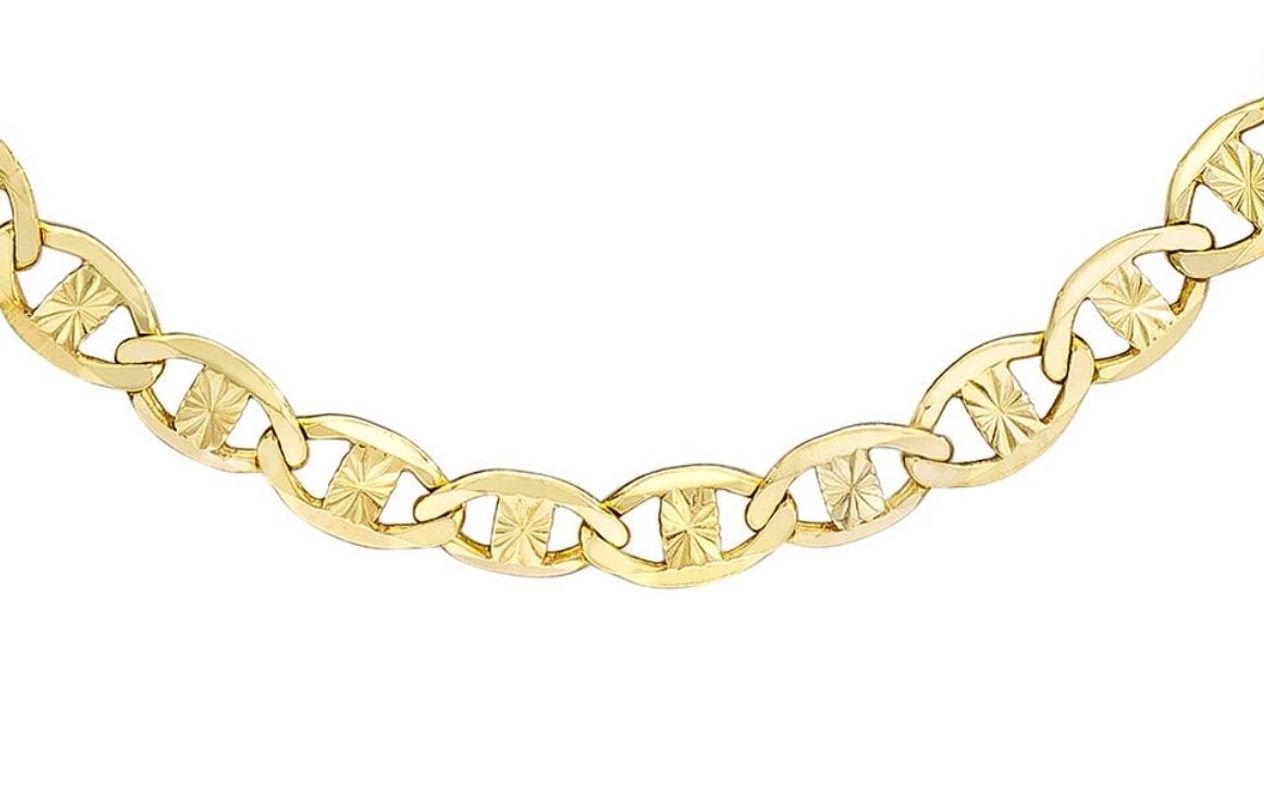14K Real Gold 18” Diamond Cut Mariner Necklace! 5 grams & 3mm.