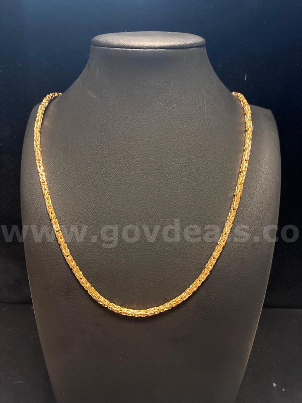 Elegant, 29” Filigree Barrel Link Necklace, 24K Real Gold Filled.