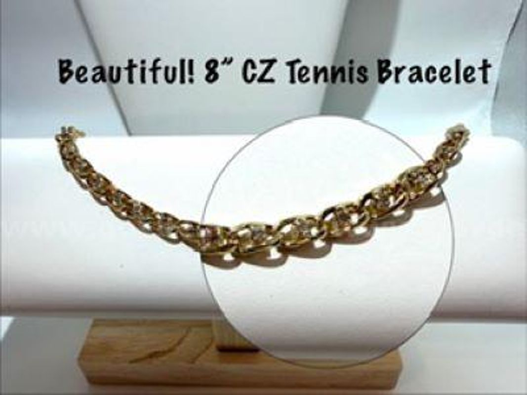 Beautiful, Ladies, 24k Gold Filled, 8 Inch, CZ Tennis Bracelet