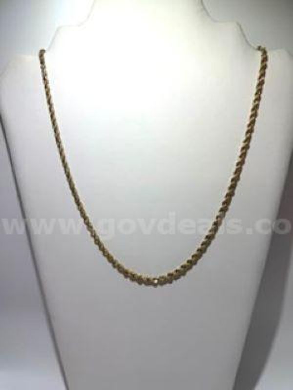 Beautiful, 4MM, 24 Inch, 24k Gold Filled, Diamond Cut Rope Chain Necklace