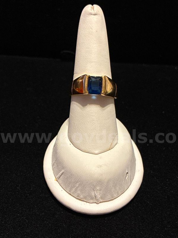 Size 9.5, Men’s, Sapphire CZ Ring, 24K Real Gold Filled