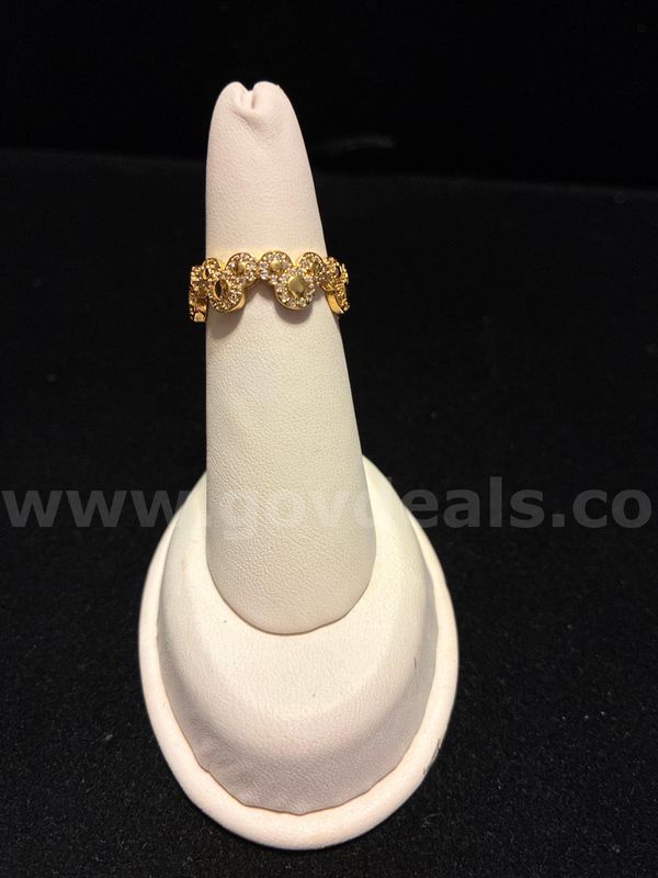 Casual, Ladies, Micro Pave CZ Gold Mouse Adjustable Ring.