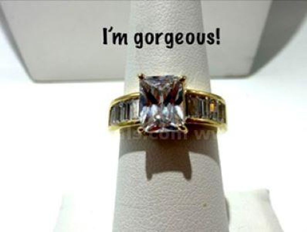 Beautiful, Real 24k Gold Filled, Size 7, CZ Bridal Ring W/Accents