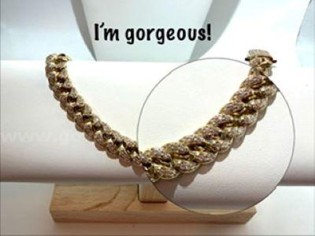 Gorgeous, 7 Inch, 24k Gold Filled, CZ Diamond, Bling Bling Bracelet