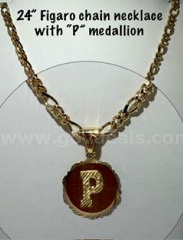 Stunning, 24 Inch, 24k Gold Filled, Figueroa Chain, W/"P" Initial Medallion